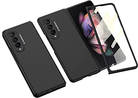 FTRONGRT Coque pour Samsung Galaxy Z Fold 3 5G, Coque Rigide Tout Compris + Conception de Combinaison de Film en Verre trempé d'écran, Anti-Chute Housse pour Samsung Galaxy Z Fold 3 5G.(Noir)