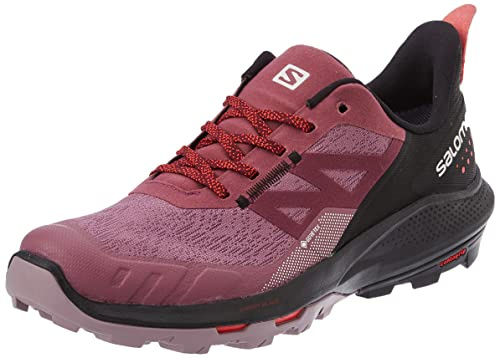 Salomon Damen Outpulse Gore-tex Hiking Shoes for Women Wanderschuh, Tulpenholz/Schwarz/Mohnrot, 38 EU