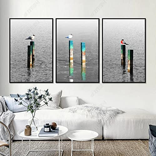 Leinwandbild - Hängendes Bild - Ölbild - Leinwand Einfache Stimmung, Meer, Möwe, Dekoration, rahmenlose Malerei Bild für Decor 50X70cm No Frame Wandmalerei
