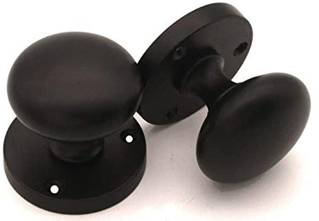 Haven Heritage ® Internal Round Sprung Mortise Door Knob in Matt Black - Rose Diameter Approx 56mm 1 x Pair