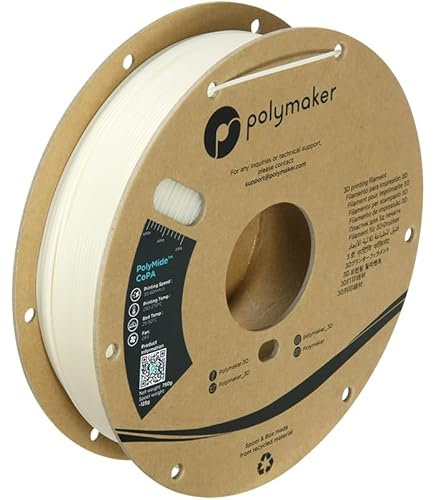 Polymaker Nylon-Filament 1,75 natürliches CoPA, einfach zu drucken, 750 g, Nylon-Filament, 1,75 mm, Kartonspule – PolyMide CoPA Warp Free Nylon 3D-Drucker-Filament, stark & robust & hitzebeständig