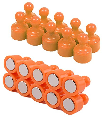 20 PCS Fridge Magnets Strong Neodymium Magnets Magnetic Push Pins Little Refrigerator Magnets Whiteboard Map Magnets Perfect for Home Kitchen Office School Classroom Orange