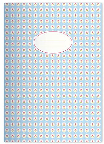 2x Schöne Vintage Mädchen DIN A5 Schulhefte, Schreibhefte mit kleinem Pastell Blumen Muster in Hellblau Lineatur 9 (liniertes Heft)