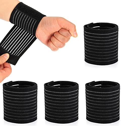 Zeayebsr 4 Doppelpack Elastische Handgelenkstütze Unterstützung Atmungsaktives Polyester Kompressionsunterstützung Handgelenkstütze Gurt Für Tennis Fitnessstudio Sport Männer Frauen