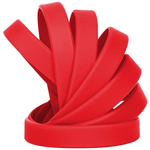 LVNRIDS 50 pezzi Braccialetti in Silicone Rosso, 18 cm Riutilizzabile Braccialetti Elastici in Gomma per Bambini e Ragazzi, Bracciale Colorati per Feste, Eventi, Festival Musicali,Sport