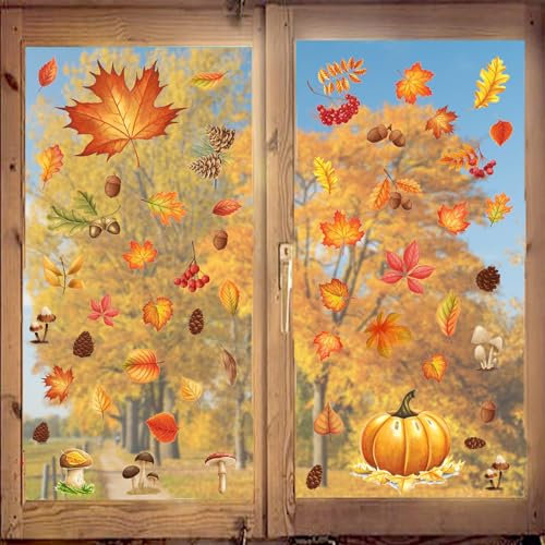 Hanksgiving, decorazione autunnale per finestra, per l'autunno, per finestre, per il giorno del Ringraziamento, per le vacanze, per finestre (2)