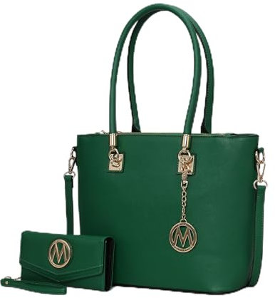 Mia K Collection Umhängetasche für Damen, PU-Leder, Taschenbuch, Tragegriff oben, Tote-Satchel-Tasche, Grün