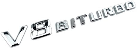 Pomrone Autoaufkleber, Emblem für V8 BITURBO, Silber, Acrylnitril-Butadien-Styrol, Fahrzeug-spezifisch, Car