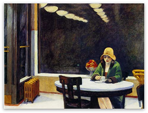 ZZPT Automat – von Edward Hopper Paintings Print – Kunstwerk, Nachdruck, Poster, Leinwand, Wandkunst für Wohnzimmer, Schlafzimmer, Heimdekoration, ungerahmt – einzigartiges Geschenk für Frauen und