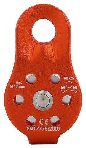 Polea De Escalada, 26KN Micro Polea Fija Aleación De Aluminio Polea De Escalada Bloque De Polea De Cuerda Giratoria Simple Equipo De Rescate De Gran Altitud Para Cuerda De 12 Mm(Orange)