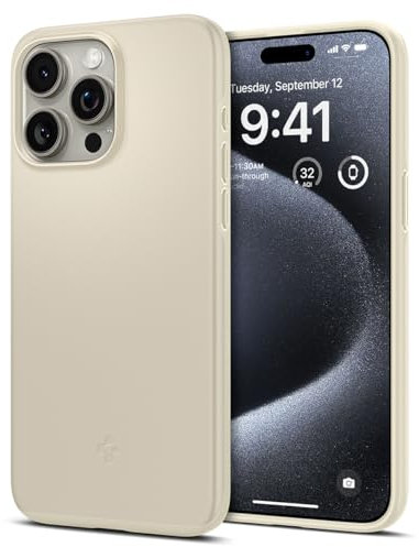 Spigen Thin Fit Hülle Kompatibel mit iPhone 15 Pro -Mute Beige