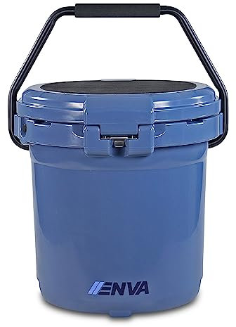 ENVA Robuste Kühlbox passiv 18,9 L Eisschmelzzeit bis zu 120 Std, Runde Isolierbox mit Auslasshahn, Auslaufsichere Icebox für kühle Getränke und frische Lebensmittel ideal zum Angeln, Campen, BBQ usw.