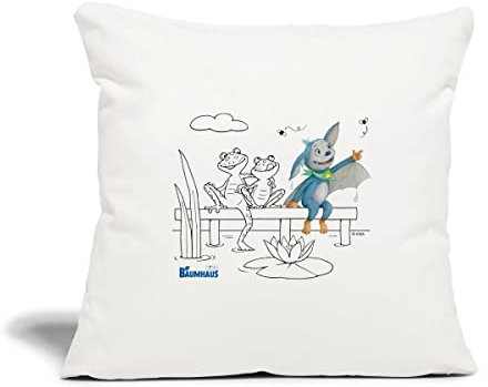 Spreadshirt KiKA-Baumhaus Mit Fidi Ausmalmotiv Kissenbezug 45 x 45 cm, One Size, Naturweiß