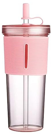 IUNSER Gobelet de en acrylique de 700ML avec couvercle et paille Tasses réutilisables en à double paroi isolées de qualité supérieure Transparent/Biberons 8 Oz (A, One Size)