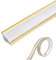 Flexible Wall Corner Molding Trim, 5M/16.4FT Long Self Adhesive Caulk Strip Peel and Stick Trim for Cabinet Edge, Tile Edge, Ceilings, Countertops (M/18mm*10.5mm, White+Gold Edge)