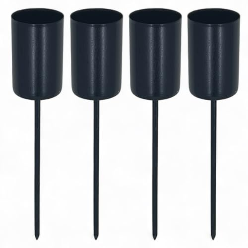 MIJOMA Lot de 4 bougeoirs élégants avec mandrin en métal - Bougeoirs pour la couronne de l'Avent parfaite et l'arrangement de l'Avent pour Noël - Noir - Diamètre : 2,5 cm - 12 cm