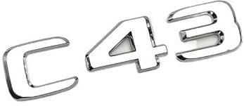 ABS Chrom Schwarz C 43 Logo C43 Emblem Buchstaben Kofferraum Abzeichen Aufkleber kompatibel mit Mercedes Benz C43 AMG W204 W205 Aufkleber Zubehör (Color : Chrome)