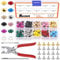 Rustark 200 Sets 9mm Double Round Cap Leather Rivets with 5Pcs Fixing Tools Kit, 10 Colors Double Cap Rivet Round Metal Studs for DIY Leather Craft Decorations