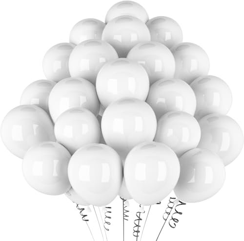 Luftballons Weiß Metallic,50 Stück 12 Zoll Matt Metallic Weiß Ballon,Chrom Weiß Metallic für Geburtstagsdeko Hochzeit Taufe Deko Partydeko Luftballoons 50pcs