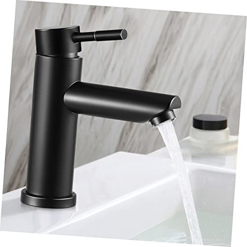 Gadpiparty Robinet De Salle De Bains Inoxydable Mitigeur Seul Poignée Finition Noire Élégante Inclus Tuyaux Alimentation De Design Moderne Et Pratique