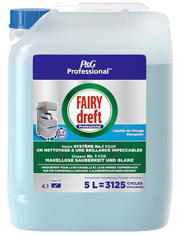 Fairy Professional Liquide de rinçage pour lave-vaisselle, formule professionnelle pour une utilisation dans les cuisines commerciales 5 l