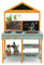 DREAMADE Matschküche Kinder Outdoor, Outdoorküche aus Tannenholz mit Waschbecken & Pflanzenbetrachter & Tafel & Herd, Spielküche Kinderküche mit 8 TLG. Zubehör für Kinder ab 3 (Grün)