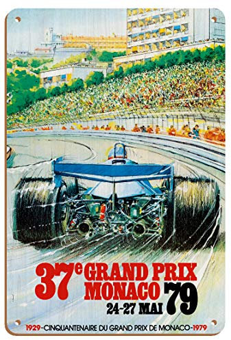SBKGBIEHG Metallschild 37. Grand Prix Monaco 1979 – Formel 1 Autorennen, lustiges Schild, Retro-Dekoration, Zuhause, Küche, Bar, Café, Club, Höhle, Wanddekoration, Vintage-Blechschild, 30 x 43 cm