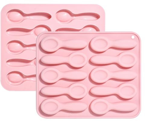 UR URLIFEHALL 2 Pcs Silicone Spoon Moulds Cute Shaped Chocolate Moulds for Cake Decoration Candy Pudding Kitchen Tool Tray Soap Candle Making