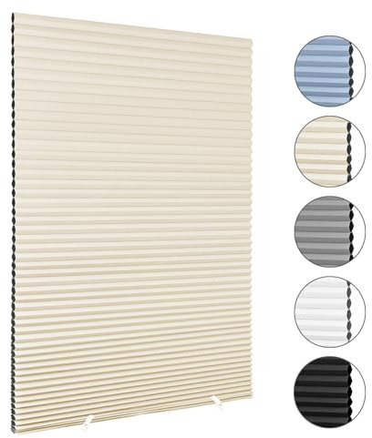 Maritown Temporary Blinds Honeycomb Cellular Stick on Light Filtering No Drill Cut to Size Self Adhesive Pleated Paper Blinds for Bedroom Kitchen Bathroom Windows Doors