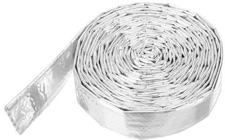 QUARKZMAN Guaina Aluminizzata Riscaldamento 1/2 ID x 10,5ft Alluminio Metallo Fibre Vetro Riscaldamento per Linee Carburante Cavi Elettrico Cablaggio