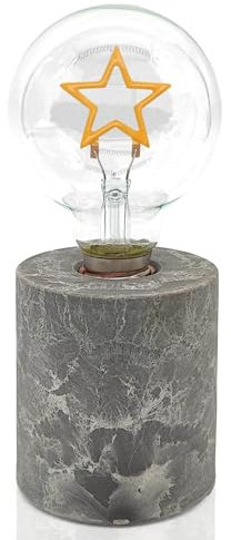 Mea-Living Lucia TISCHLAMPE Beton mit Stern - kabellose Glühlampe, betonoptik Sockel Fuß, batteriebetrieben, industrial, retro