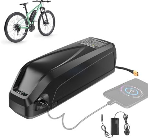 Varstrom 48V 17.5Ah Ebike Battery with Charger & USB Port, Lithium Electric Bike Battery, Downtube Shark Battery for 250W 500W 750W 1000W 1500W Bafang Ebike Conversion Kit