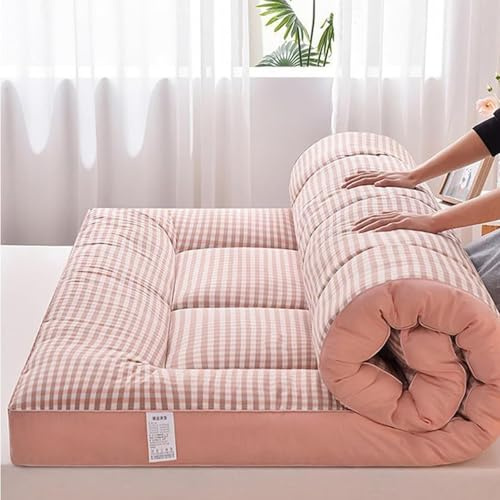 LSFYYDS Japanische Futon-Matratze, Bodenmatratze, Klappmatratze, Tatami-Matratze, tragbare Campingunterlage (Rosa, 120 x 200 cm)