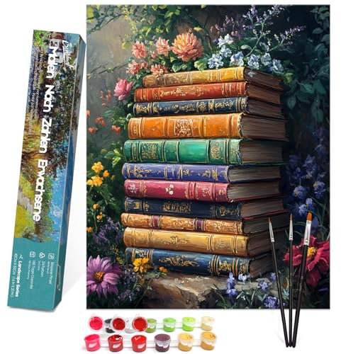 Bougimal Peinture par Numero Adulte Paysage, Sans Cadre inclure Pinceaux et Acryliques Peintures - 40x50 cm, Livres 2