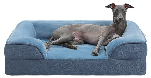PAWZ Road Mittelgroßes Hundebett, waschbar, orthopädisch mit abnehmbarem Flanellbezug und Reißverschluss, Hundesofa für mittelgroße Hunde, 2-lagiges wasserdichtes Hundebett Blau