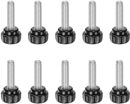 KINHARD 10 Stück Rändelschraube M5 × 15mm Schrauben mit Drehknopf, Rundkopf Griffschrauben, Kopfdurchmesser 14 mm, Schwarze Rändelschrauben, für Möbel und Instrumente