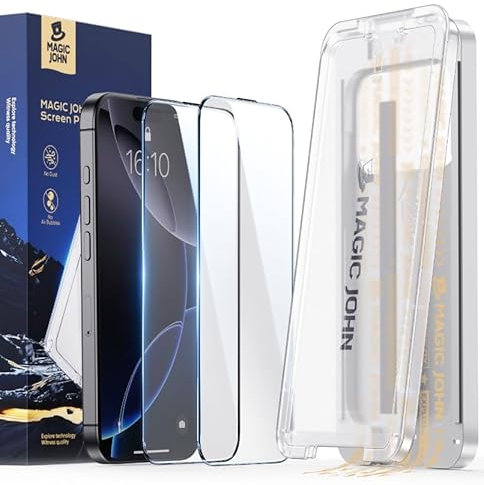MAGIC JOHN For iPhone14 Pro Max Upgrade Screen Protector (6.7 Inch), with Easy Installation, HD Clear, Mounting Tool, Case Friendly, Pack of 2
