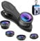 Mobile Phone Camera Lenses 5 en 1,Lente para Camara de movil,0,63 X y Objetivo Macro 15X + Lente Ojo de pez de 198°/CPL, para iPhone Samsung y la mayoría de los teléfonos Inteligentes