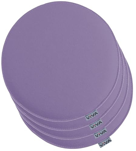 Brandsseller Sitzkissen Filz Rund 4er Set – Ø 35 cm in Lila – Stuhlkissen aus Filz für Innen & Außen – robuste Sitzauflagen für Stühle, Esszimmer, Garten & Balkon
