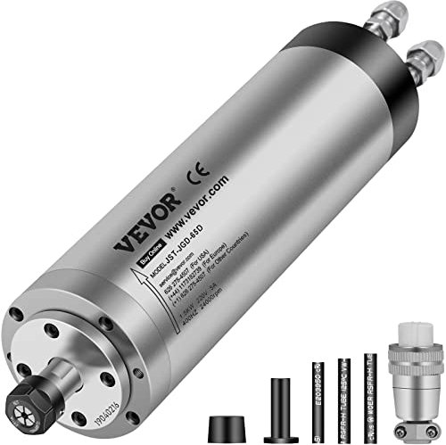 VEVOR Motore a mandrino raffreddato ad acqua da 1,5 kW Motore a mandrino CNC ad alta velocità, 4 cuscinetti, 8.000-24.000 giri/min, 400 Hz, per macchine per incisione, fresatura, rettifica