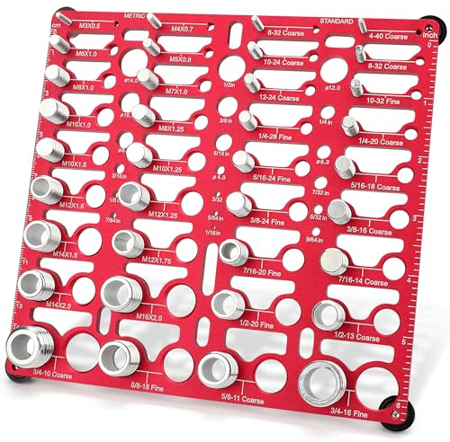 55 Thread Checker, Nut and Bolt Thread Checker Standard and Metric, Bolt Size Finder Bolt and Nut Identifier Gauge with 20 Standard & 16 Metric & 19 Drill Gauges, Bolt Thread Gauge Inch & Metric