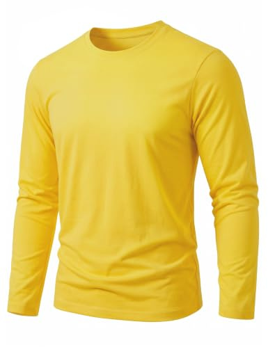 TACVASEN Men's Long Sleeve T Shirt Cotton Lightweight Shirts Casual Plain Top Classic Crew Neck Moisture Wicking Tshirt