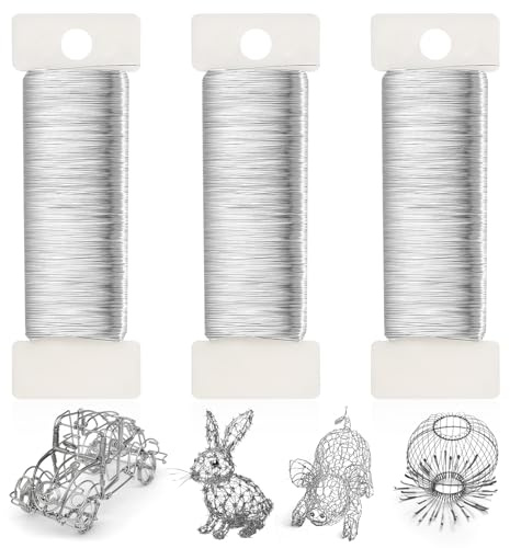 Zhujiehigh 3 Rolls 0.3mm x 100m Silver Jewellery Craft Wire, Multipurpose | Craft and floral wire for bracelets, jewellery, DIY, flower arranging, bouquets, modelling. 3 rolls, 0.3mm x 100m, silver.
