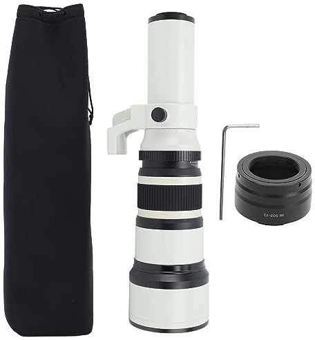 500mm F6.3 Teleobjektiv, 4 Elemente in 4 Gruppen, Schwarzes Gehäuse, T2 RF Bajonett - Hervorragende Bildqualität, Robustes Metallgehäuse, Ideal für Astrofotografie und (Weiß)