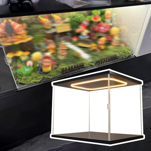 Acryl Vitrine Beleuchtete Miniatur-Vitrine Transparentem Material, Lange, Stapelbare Diorama-Acrylbox Präsentation, Individuell Gestaltbare, Aufbewahrungsboxen Sammlerstücke(35x35xH35cm/14x14x14in)