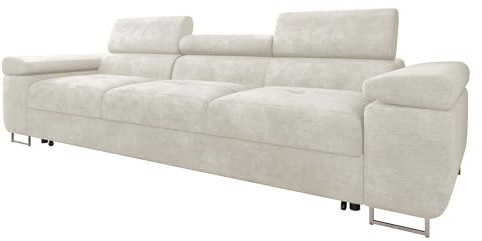 Mirjan24 Sofa mit Schlaffunktion Torezio III Bis, Dreisitzer Polstersofa mit Einstellbare Kopfstützen, Füße aus Metall Chrom, Sofagarnitur, Couchgarnitur (Lumo 55)