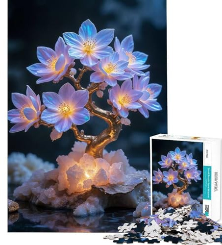 Puzzles for Teenagers 1000 Piece Glowing Crystal Flower Tree Stimulate Quick Thought Accurate Edge Fun Downtime Play Fun Christmas Fun Gift (38x52cm)
