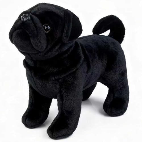 Xiyocadt Mops Kuscheltier, 30cm Klein Mops-Plüschtier, Hund Stofftier Plüsch Tier, Geschenk für Jungen Mädche Erwachsene (schwarz)