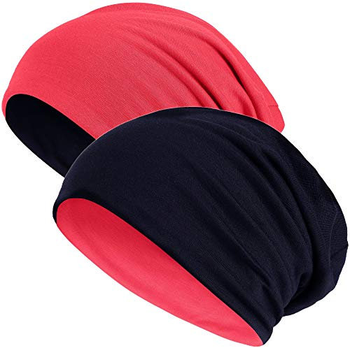 Hatstar 2in1 Reversible Unisex Beanie | Damen und Herren Mütze | Übergangsmütze für Frühling und Sommer | SoftTouch Poly - Baumwolle | leicht & weich (rot/schwarz)