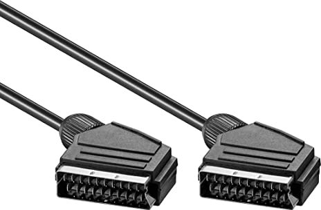 CABLEPELADO Câble Euroconnecteur Mâle vers Mâle | Câble SCART | Câble mâle à 21 broches | Câble Scart Euroconnecteur | Diamètre 7 mm | Noir | 2 mètres